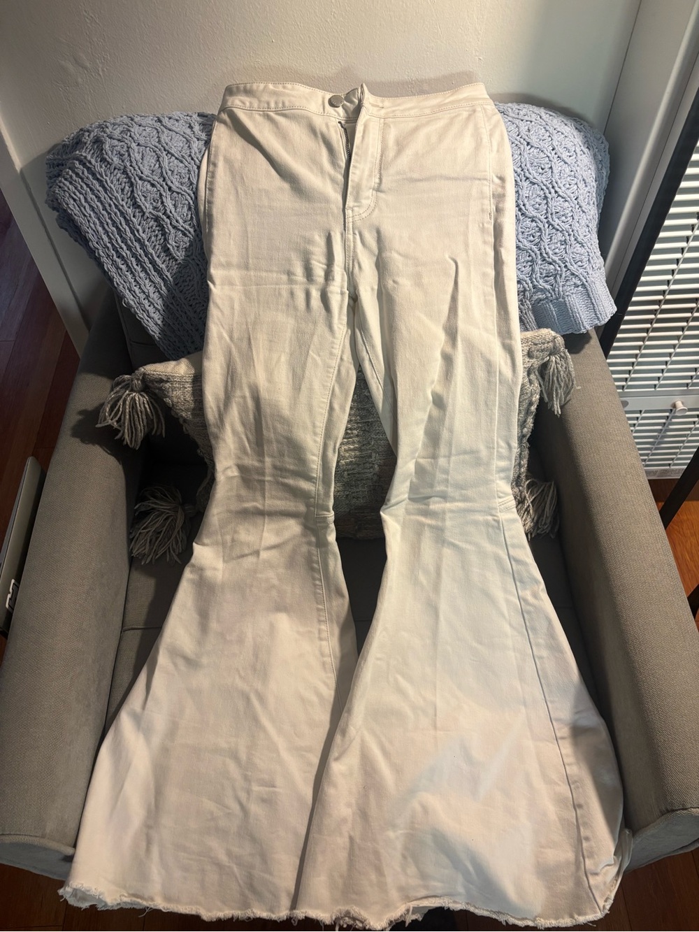 Free People White Flare Wide-Leg Jeans